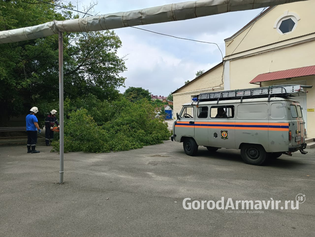 В Армавире во время непогоды 2 августа было вывернуто с корнем 25 деревьев