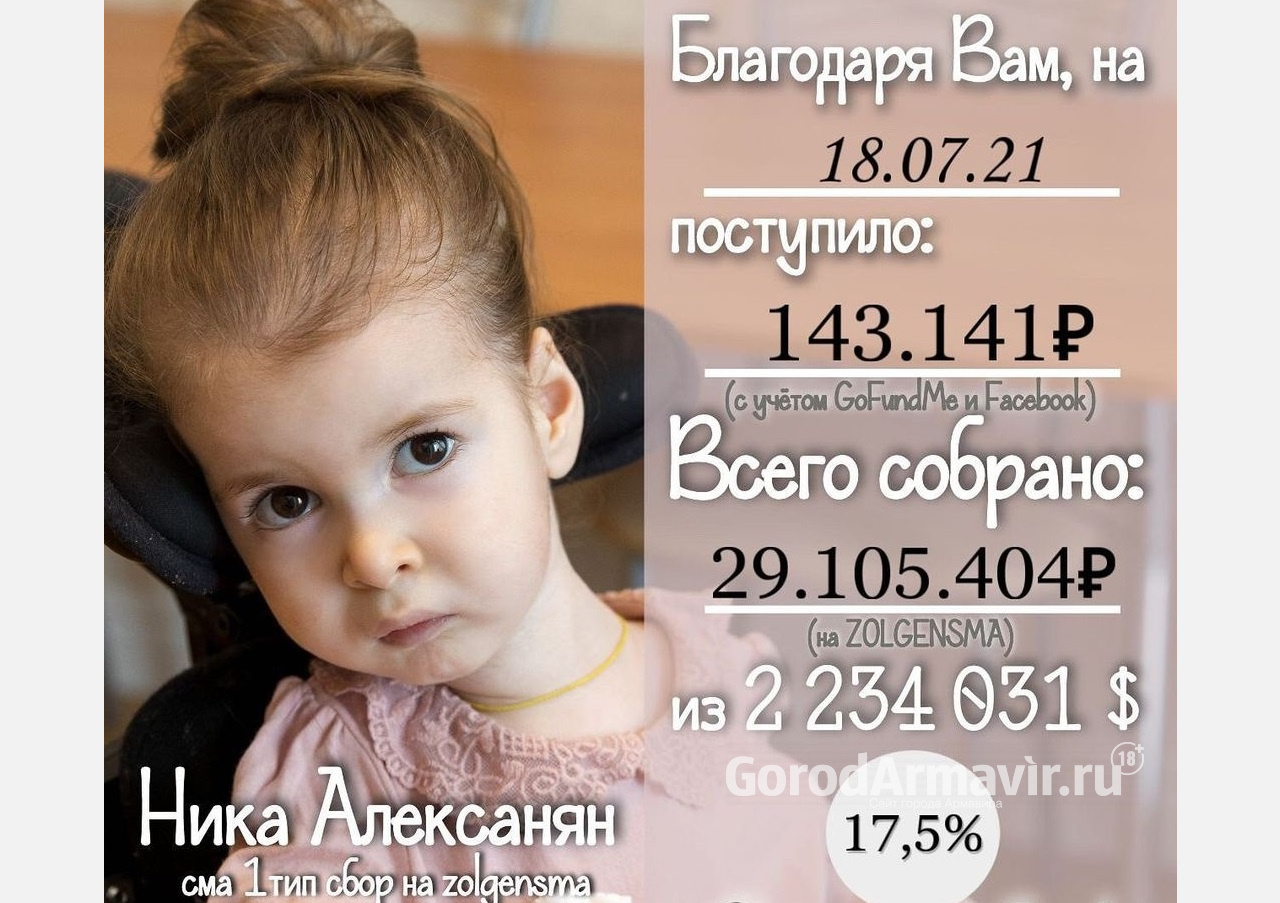 В Армавире продолжают собирать 2 миллиона долларов на лечение Ники Алексанян